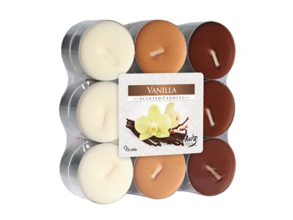 Kvapnios arbatinės žvakės „Vanilė“, 18 vnt. Kvapnios arbatinės žvakės „Vanilė“