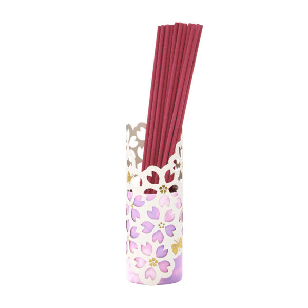 Rausvos Scentscape Sakura Moyoh japoniškų smilkalų lazdelės be bambuko šerdies ir keraminis laikiklis Rausvos Scentscape Sakura Moyoh japoniškų smilkalų lazdelės be bambuko šerdies ir keraminis laikiklis