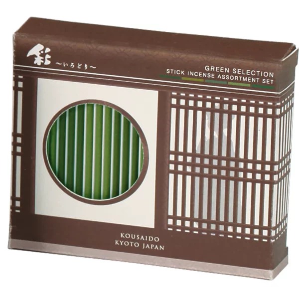 Kousaido Irodori Green Selection penkių rūšių japoniškų smilkalų rinkinio pakuotė Kousaido Irodori Green Selection penkių rūšių japoniškų smilkalų rinkinio pakuotė