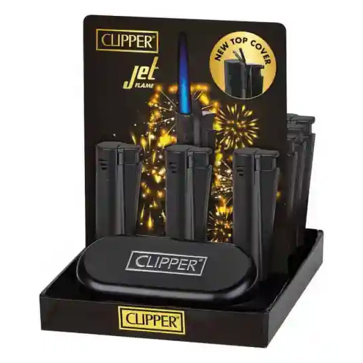 Juodas matinis turbo žiebtuvėlis „Clipper Jet Flame“ Matinis juodas metalinis turbo žiebtuvėlis Clipper Jet Flame greitam Palo Santo ir smilkalų uždegimui