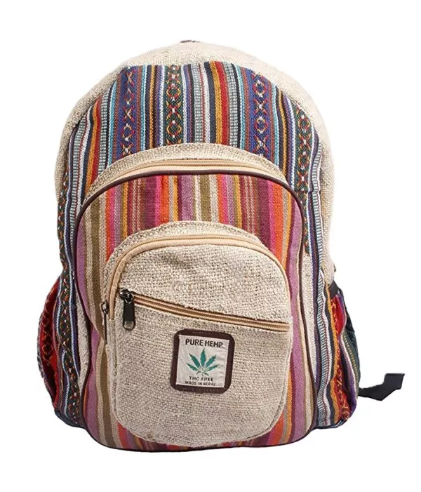 Spalvinga rankų darbo kanapinė kuprinė Pure Hemp iš Nepalo kasdienybei