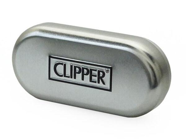 Originali sidabrinė reljefinė dėžutė metaliniam Clipper žiebtuvėliui