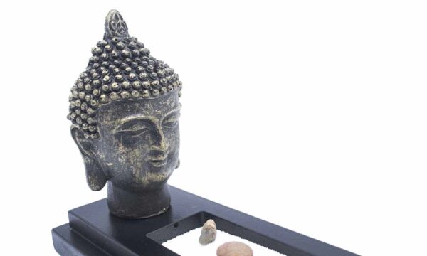 Zen sodo smilkalinė su Buda iš arti buda
